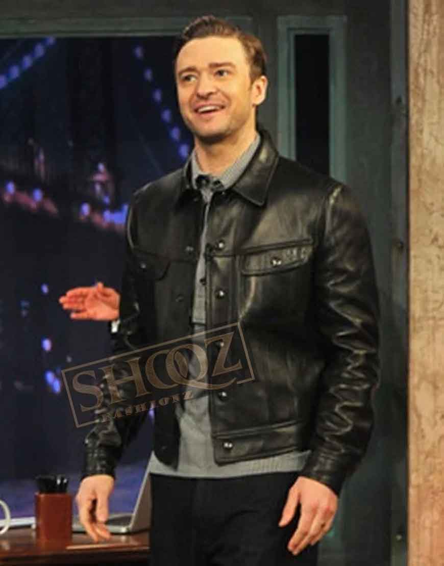 Justin Timberlake Black Leather Jacket